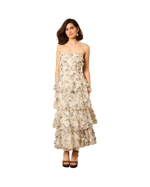 Oasis Floral Textured Strappy Midaxi Dress - Natural