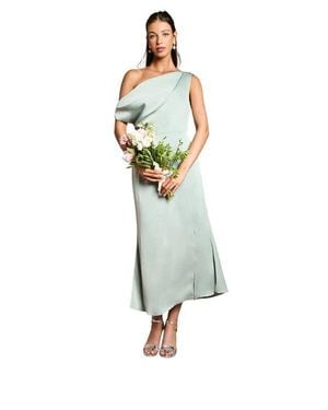 Oasis Fallen Shoulder Bridesmaid Midi Dress - Blue
