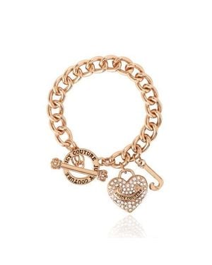 Juicy Couture Toggle Bracelet With Crystal Heart Charm - Metallic
