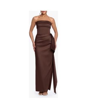 Xscape Evenings Ruffle Strapless Mikado Column Gown - Brown