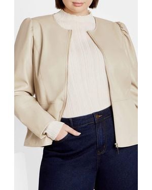 City Chic Mallory Faux Leather Jacket - Natural