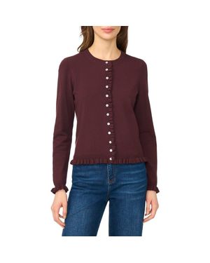 Cece Ruffle Trim Cardigan - Red