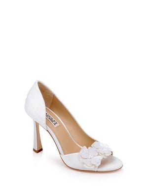Badgley Mischka Yana Sequin Flower Sandal - White
