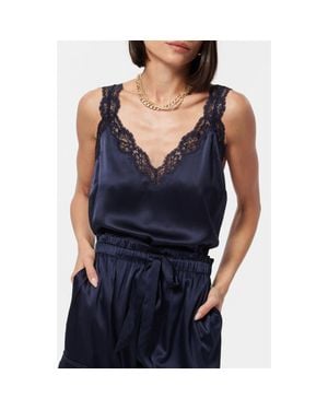 Cami NYC Fernanda Lace Trim Silk Charmeuse Tank - Blue