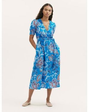 Finery London Nicoleta Floral Midi Tea Dress - Blue