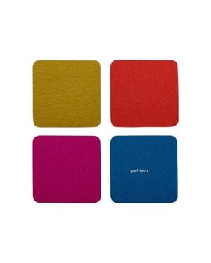 Graf & Lantz Bierfilzl Merino Wool Square Coaster Solid 4 Pack - Red