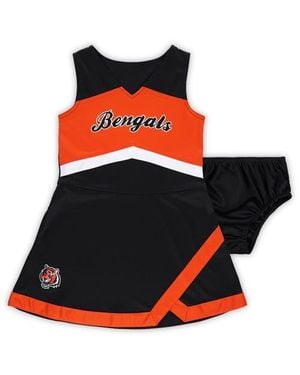Outerstuff Girls Preschool Cincinnati Bengals Two-Piece Cheer Captain Sweater Dress With Bloomers Set - Orange