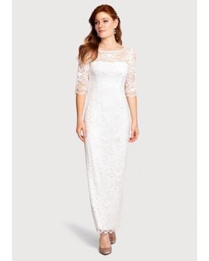 Alie Street London Lila 3/4 Sleeve Lace Maxi Gown - White