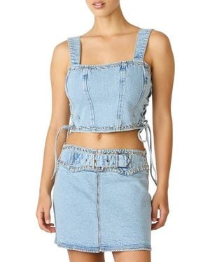 Steve Madden Babe Denim Corset Top - Blue