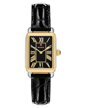 Michele Deco Park Two-Tone Leather Strap Watch, 23Mm X 29Mm - Metallic