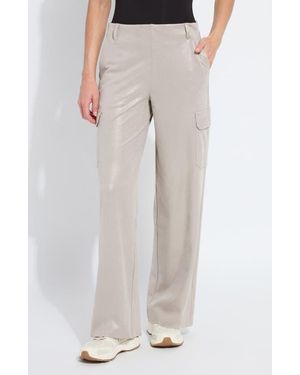 Lyssé Metallic Faux Suede Cargo Pants - Gray