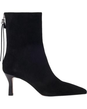 Maje Pointed-Toe Suede Ankle Boots - Black