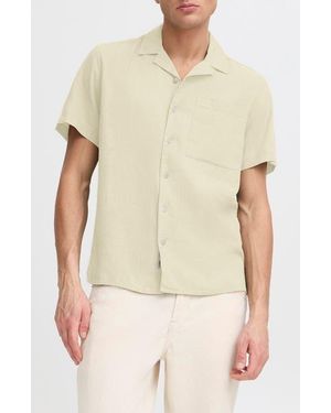 Solid Allan Solid Linen Blend Camp Shirt - Natural