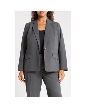 Kasper Washable One-Button Jacket - Gray