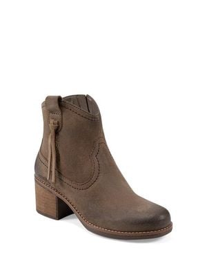 Earth Irene Block Heel Zip Bootie - Brown