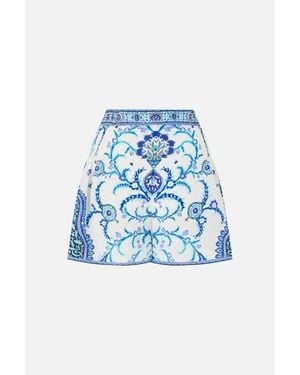 CAMILLA Shorts With Side Flounce - Blue