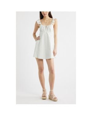 BP. Cotton Eyelet Flutter Sleeve Minidress - White