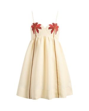 FARM Rio Coconut Tree Babydoll Minidress - Natural