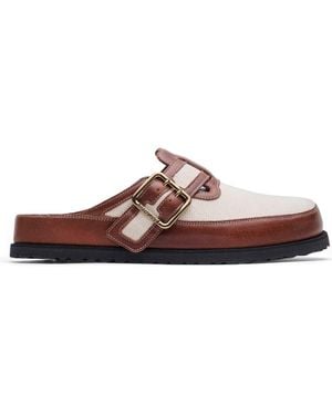 1774 BIRKENSTOCK Boston Bold Canvas Buckle Mule - Brown