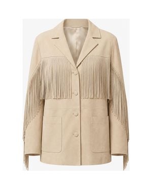 Mine Bilgi Calypso Fringe Suede Leather Jacket - Natural