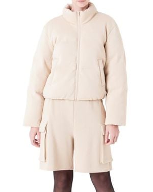 Grey Lab Knit Puffer Jacket - Natural