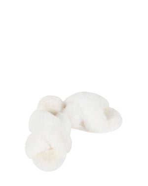 Memoi Beverly Faux Fur Memory Foam Slipper - White