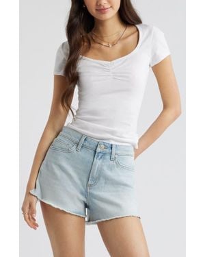 BP. Ruched Front Cotton T-Shirt - Blue
