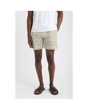 CHE Mathias Stripe Cotton Blend Shorts - Natural
