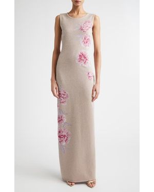 St. John Peony Metallic Jacquard Sweater Dress - Multicolor