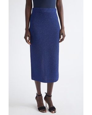 St. John Margot Metallic Sweater Skirt - Blue