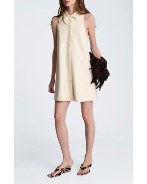 Kenneth Cole Sleeveless Faux Leather Trapeze Minidress - Natural