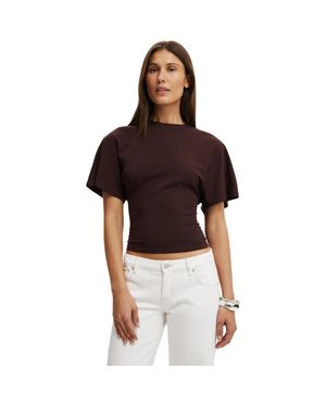 Cotton On Blair Batwing Short Sleeve Tee - Brown