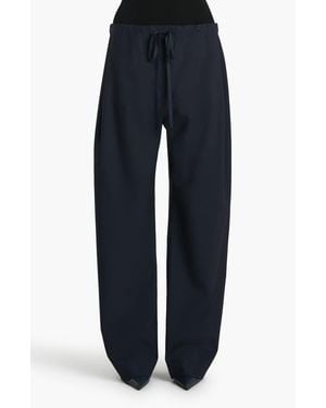 KHAITE Rohen Tropical Virgin Wool Barrel Leg Drawstring Pants - Blue