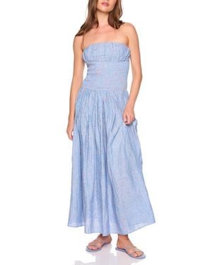 Susana Monaco Smocked Waist Strapless Maxi Dress - Blue
