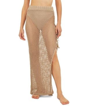 Beach Riot Deborah Sheer Open Stitch Cover-Up Skirt - Natural