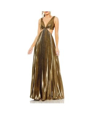 Mac Duggal Pleated Metallic Cutout Bodice With Open Back Gown