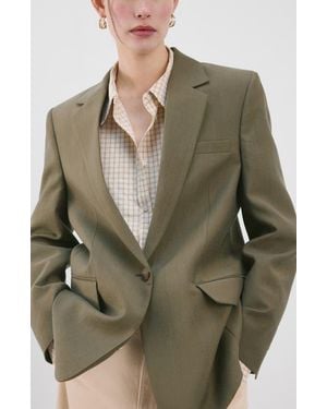 Mango Americana Lisa One-Button Blazer - Green