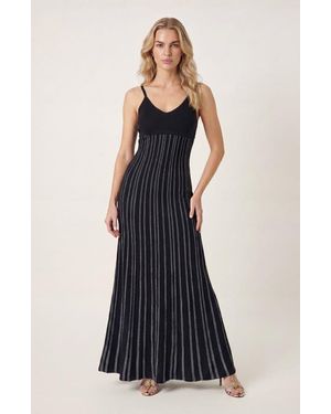 Modenaire Sleeveless Knitted Striped Maxi Dress - Blue