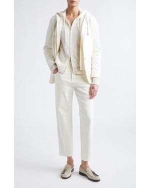 Eleventy Virgin Wool Blend Jacket With Hooded Bib - White