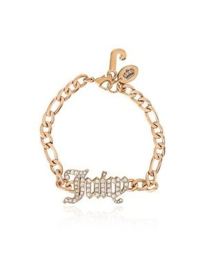 Juicy Couture Crystal Script Logo Chain Bracelet - Metallic