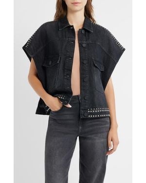 AllSaints Alba Stud Detail Sleeveless Denim Jacket - Black