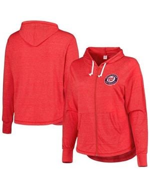 Soft As A Grape Washington Nationals Plus Size Full-Zip Lightweight Hoodie Top - Pink