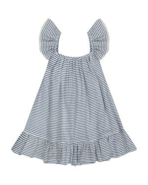 MER ST BARTH Mini Eva Girl's Ruffle Dress Marine Stripe - Blue