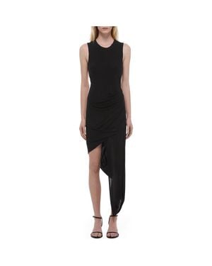 Helmut Lang Twist Drape Asymmetric Hem Dress - Black