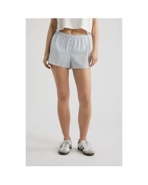 BP. Cotton Seersucker Boxer Shorts - Blue