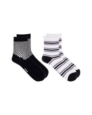 K Bell Socks Assorted 2-Pack Cotton Blend Crew Socks - Black