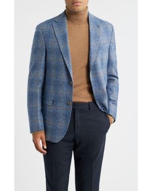 Jack Victor Mcallen Windowpane Check Soft Constructed Alpaca & Wool Blend Sport Coat - Blue