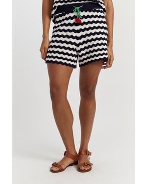 Chinti & Parker Cotton Cherry Crochet Shorts - Black