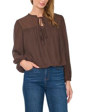 Vince Camuto Tie Neck Bubble Hem Top - Brown