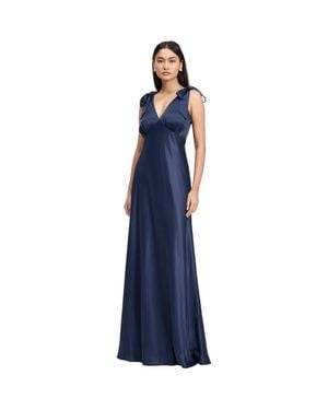 Ghost Nora Tie Shoulder Satin Maxi Dress - Blue